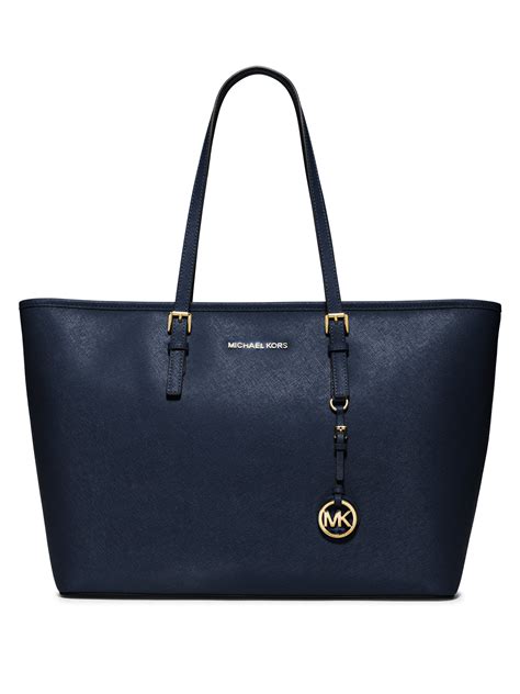 michael kors saffiano jet set large tote navy no zipper